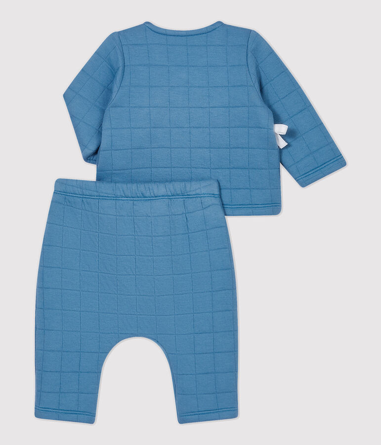 Ensemble 2 pi&egrave;ces b&eacute;b&eacute; matelass&eacute;s en coton biologique bleu POLOCHON