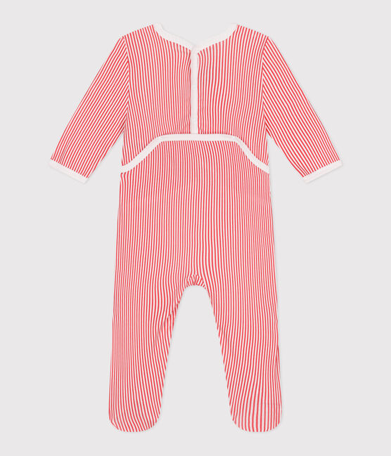 Pyjama bébé en coton ouverture au dos rayé ECUME/ SUSHI