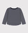 Tee-shirt manches longues en tubique enfant garçon bleu SMOKING/blanc MARSHMALLOW