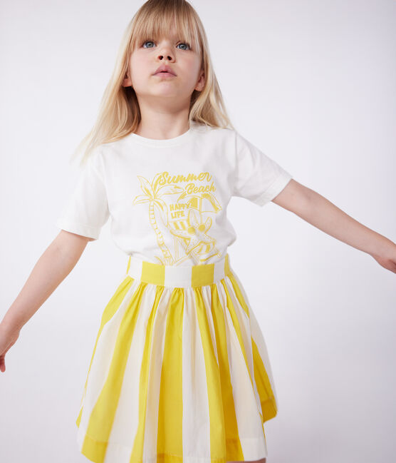Teeshirt enfant en coton manches courtes imprimé blanc MARSHMALLOW/ ORGE