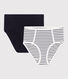 Lot de 2 culottes femme en coton et élasthanne tailles hautes