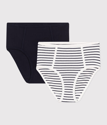 Lot de 2 culottes femme en coton et élasthanne tailles hautes
