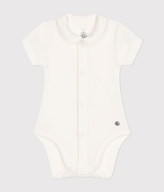 Body manches courtes à col bébé blanc MARSHMALLOW