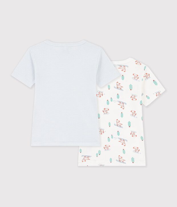 Lot de tee-shirts enfant en coton manches courtes imprim&eacute; chiens multicouleur