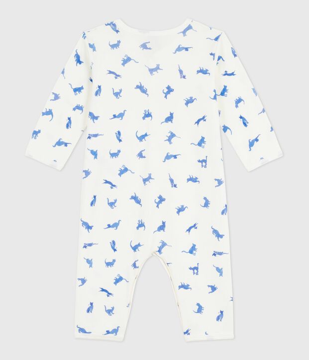 Pyjama b&eacute;b&eacute; en coton sans pieds imprim&eacute; chats blanc/multicouleur