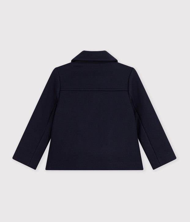 Caban enfant en draps de laine uni bleu marine