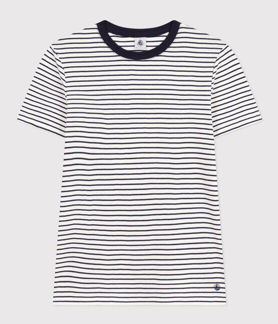 Tee-shirt l'Iconique en coton rayé femme blanc MARSHMALLOW/bleu SMOKING