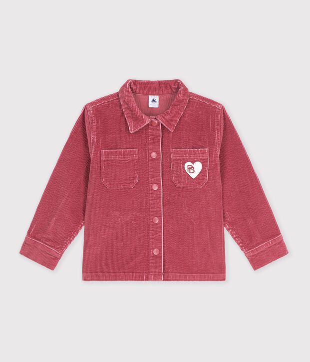 Chemise enfant en velours uni rose