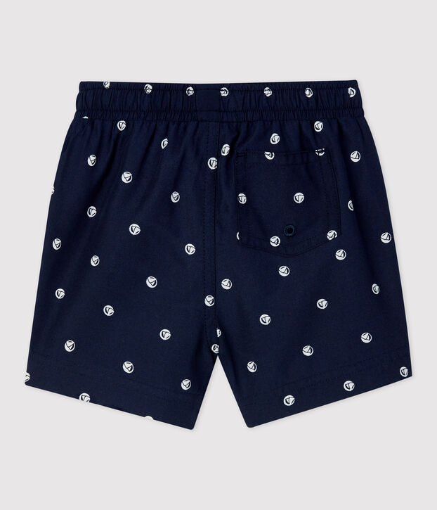 Short de bain en mati&egrave;re recycl&eacute;e b&eacute;b&eacute; bleu/blanc