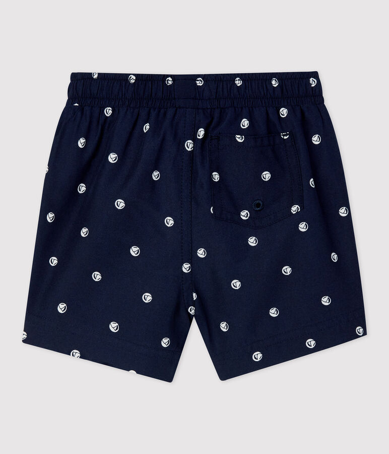Short de bain en mati&egrave;re recycl&eacute;e b&eacute;b&eacute; bleu/blanc