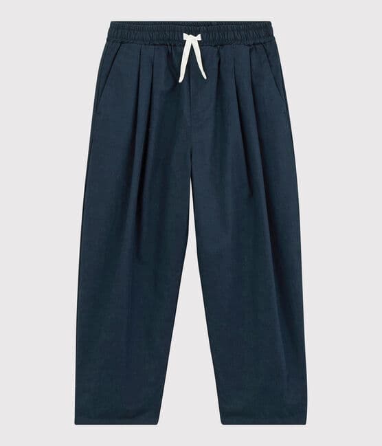 Pantalon confortable en serge de coton enfant garçon bleu SMOKING