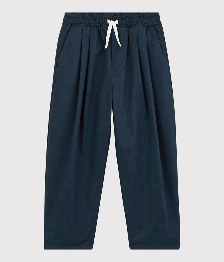 Pantalon confortable en serge de coton enfant gar&ccedil;on bleu SMOKING
