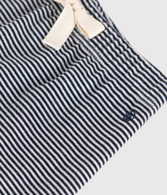 Pantalon en coton bio bébé bleu SMOKING/blanc MARSHMALLOW