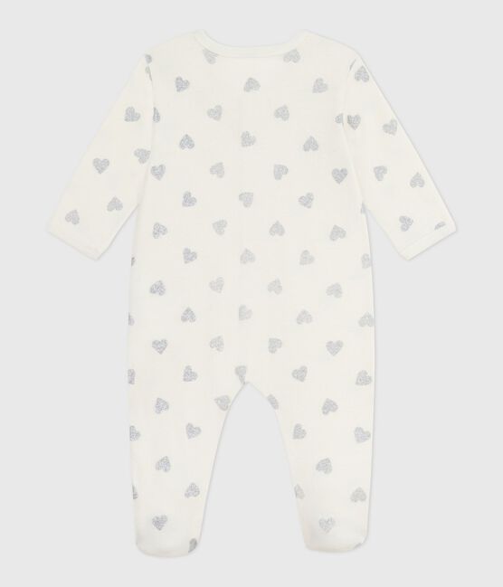 Pyjama bébé en coton imprimé cœurs argentés écru MILK/ ARGENT