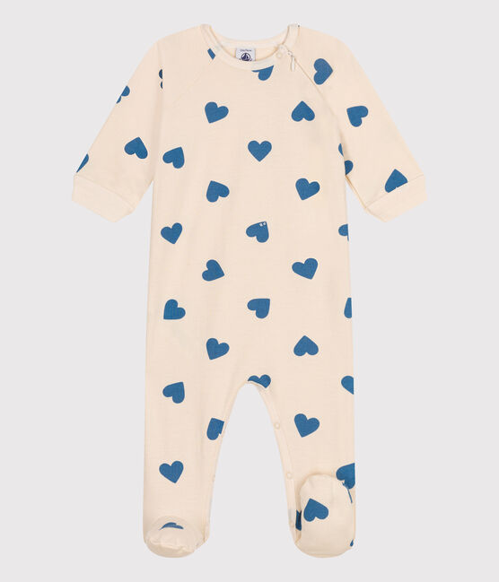 Pyjama en molleton gratté imprimé cœurs bébé bleu AVALANCHE/ BEACH