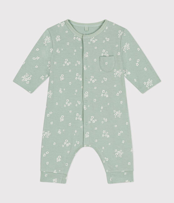 Combinaison longue en tubique bébé vert HERBIER/blanc MULTICO