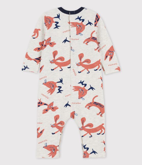 Combinaison imprimée animaux en molleton bébé beige MONTELIMAR/blanc MULTICO
