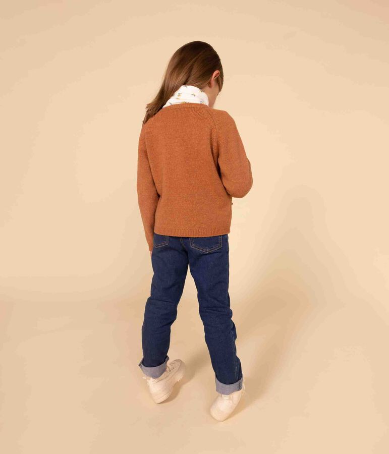 Cardigan en laine enfant fille marron ECUREUIL