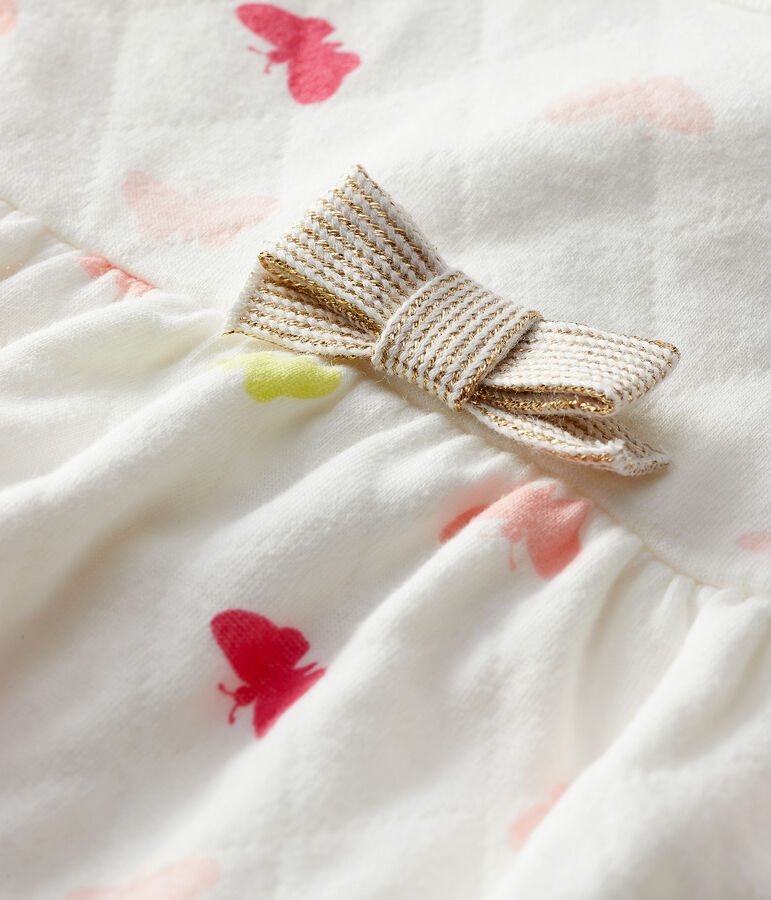 Robe manches longues b&eacute;b&eacute; fille imprim&eacute;e blanc/multicouleur