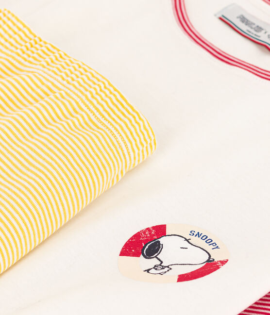 Pyjacourt Petit Bateau X Snoopy femme en coton blanc MARSHMALLOW/blanc MULTICO