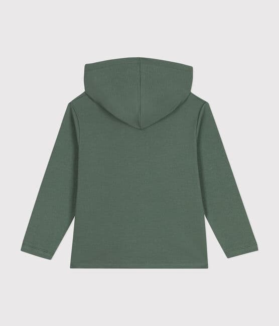 Sweatshirt zippé à capuche en cote enfant garçon vert CROCO
