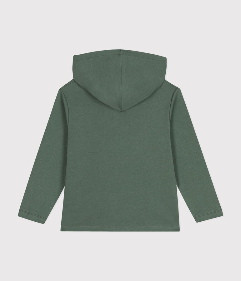 Sweatshirt zipp&eacute; &agrave; capuche en cote enfant gar&ccedil;on vert CROCO