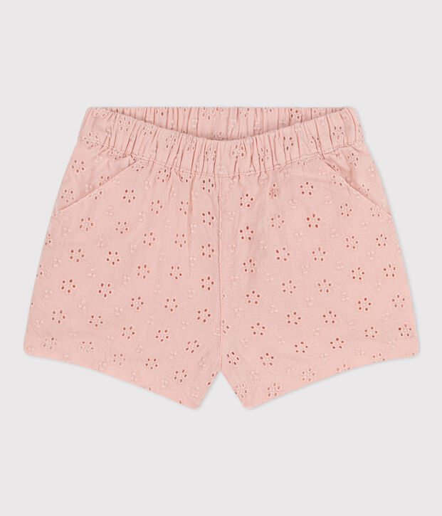 Short b&eacute;b&eacute; en broderie anglaise rose