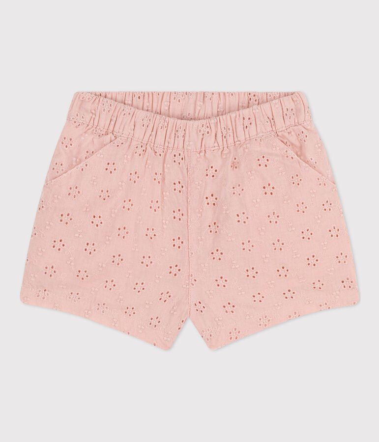 Short b&eacute;b&eacute; en broderie anglaise rose