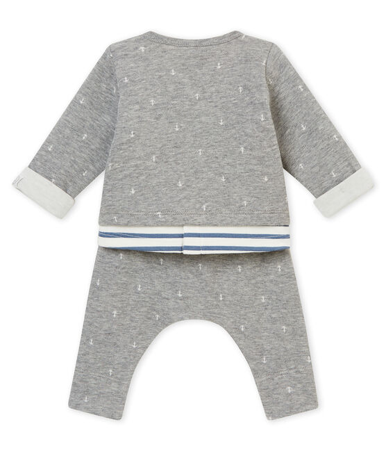 Ensemble trois pièces en tubique jacquard bébé garçon gris SUBWAY/blanc MULTICO