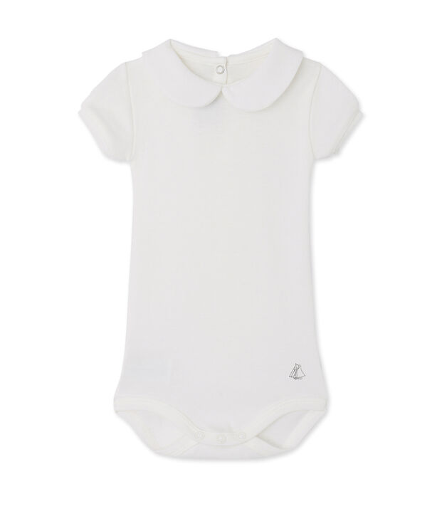 Body b&eacute;b&eacute; fille &agrave; col blanc Lait