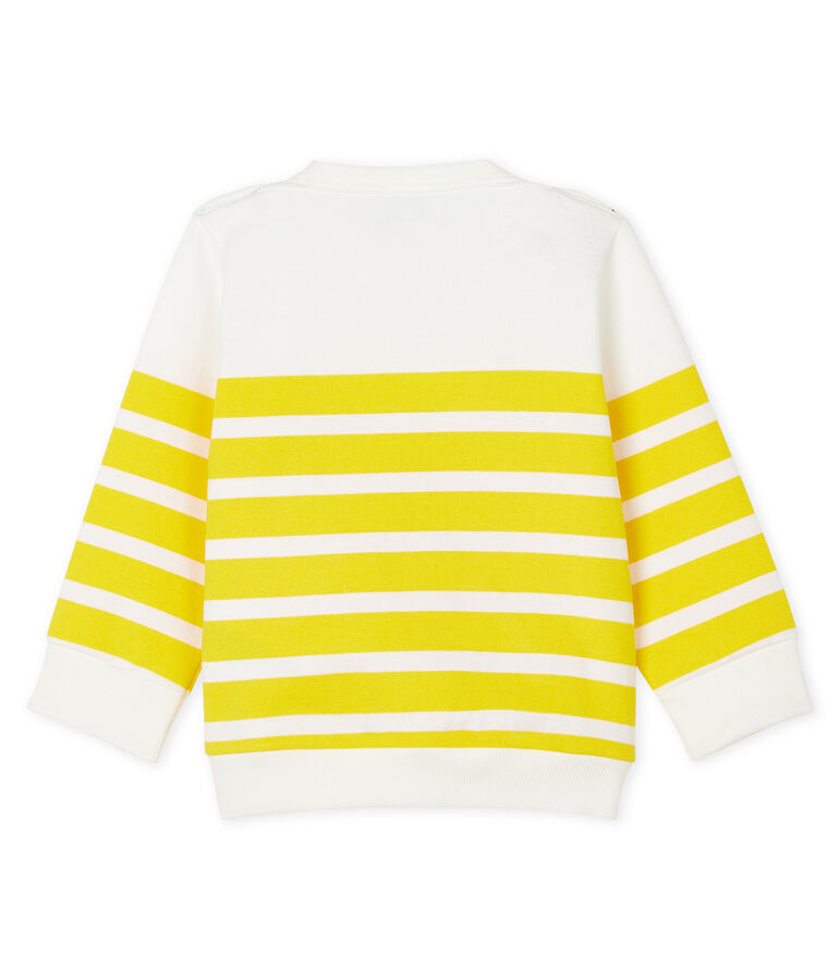 Sweatshirt b&eacute;b&eacute; gar&ccedil;on ray&eacute; blanc/jaune