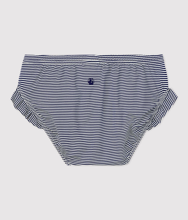 Bas de maillot de bain en mati&egrave;re recycl&eacute;e b&eacute;b&eacute; bleu/blanc