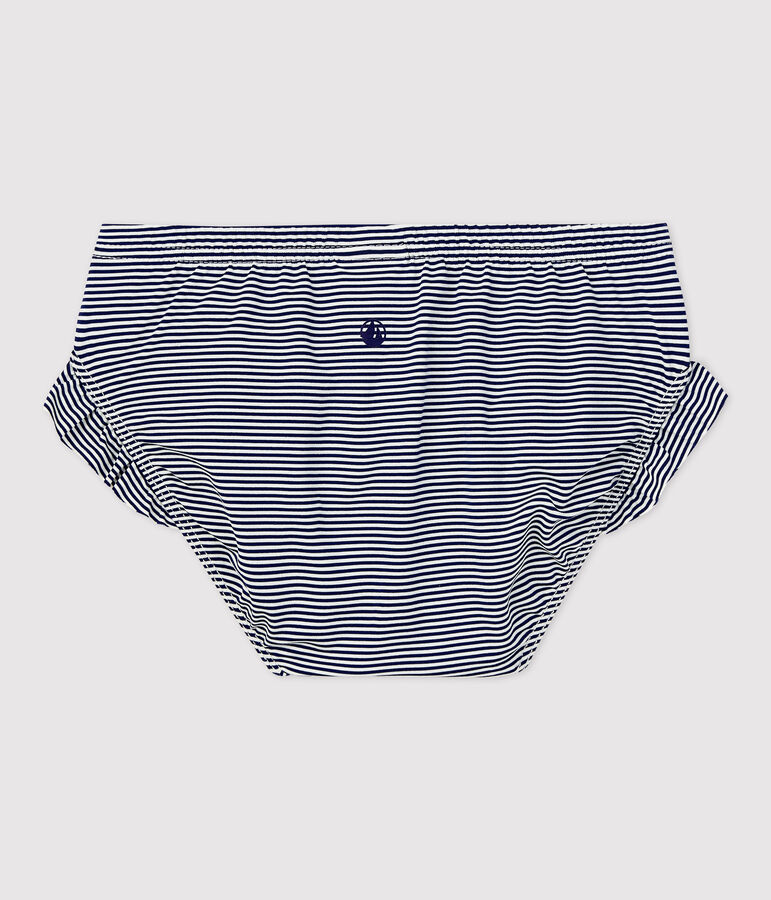 Bas de maillot de bain en mati&egrave;re recycl&eacute;e b&eacute;b&eacute; bleu MEDIEVAL/blanc MARSHMALLOW