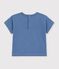 Tee-shirt b&eacute;b&eacute; en coton manches courtes uni &agrave; motif bleu