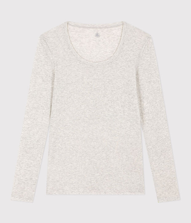 Tee shirt seconde peau en coton l&eacute;ger Femme gris chin&eacute; clair