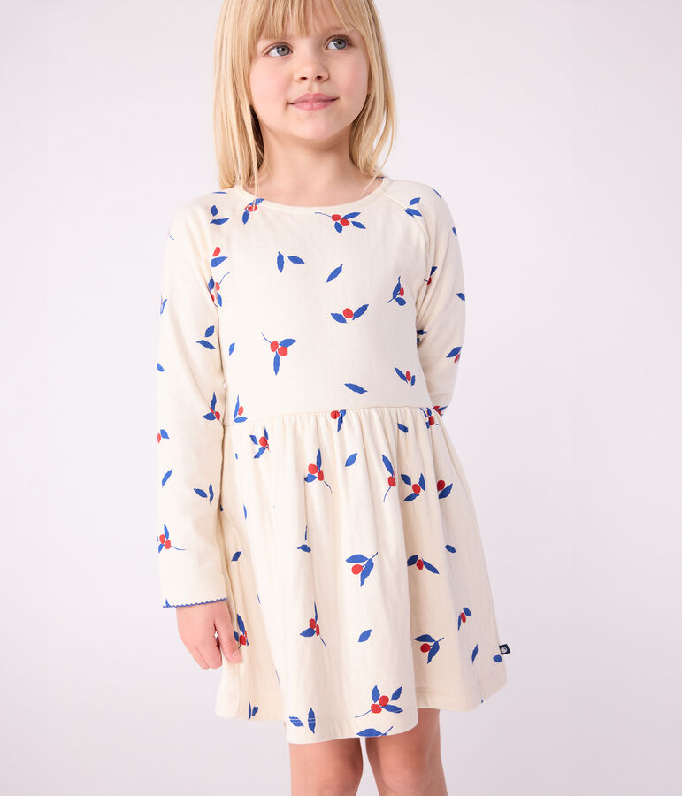 Robe enfant manches longues en coton MILK/ MULTICO