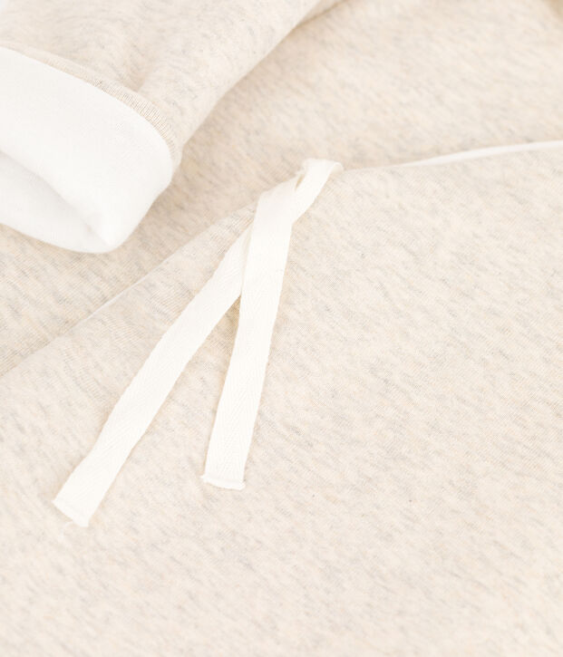 Combinaison longue grise chin&eacute;e &agrave; capuche b&eacute;b&eacute; en coton biologique beige chin&eacute;