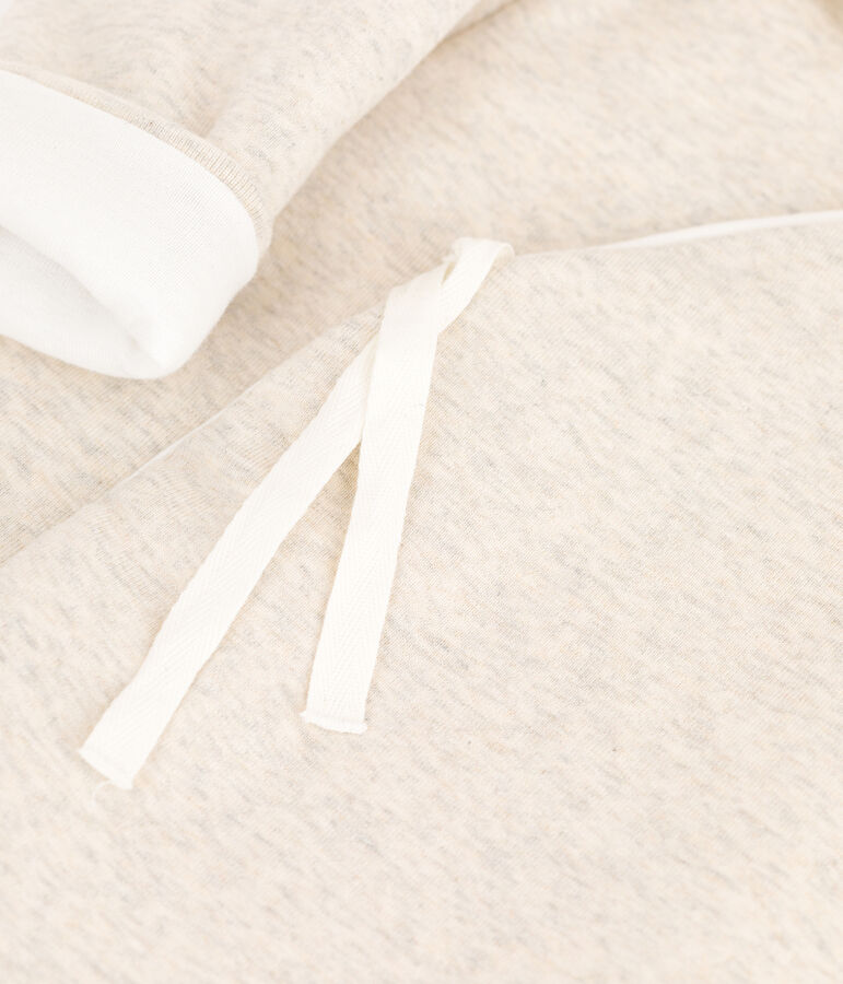 Combinaison longue grise chin&eacute;e &agrave; capuche b&eacute;b&eacute; en coton biologique beige MONTELIMAR CHINE