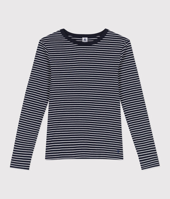 Tee-shirt Femme l'Iconique en coton rayé bleu SMOKING/blanc MARSHMALLOW