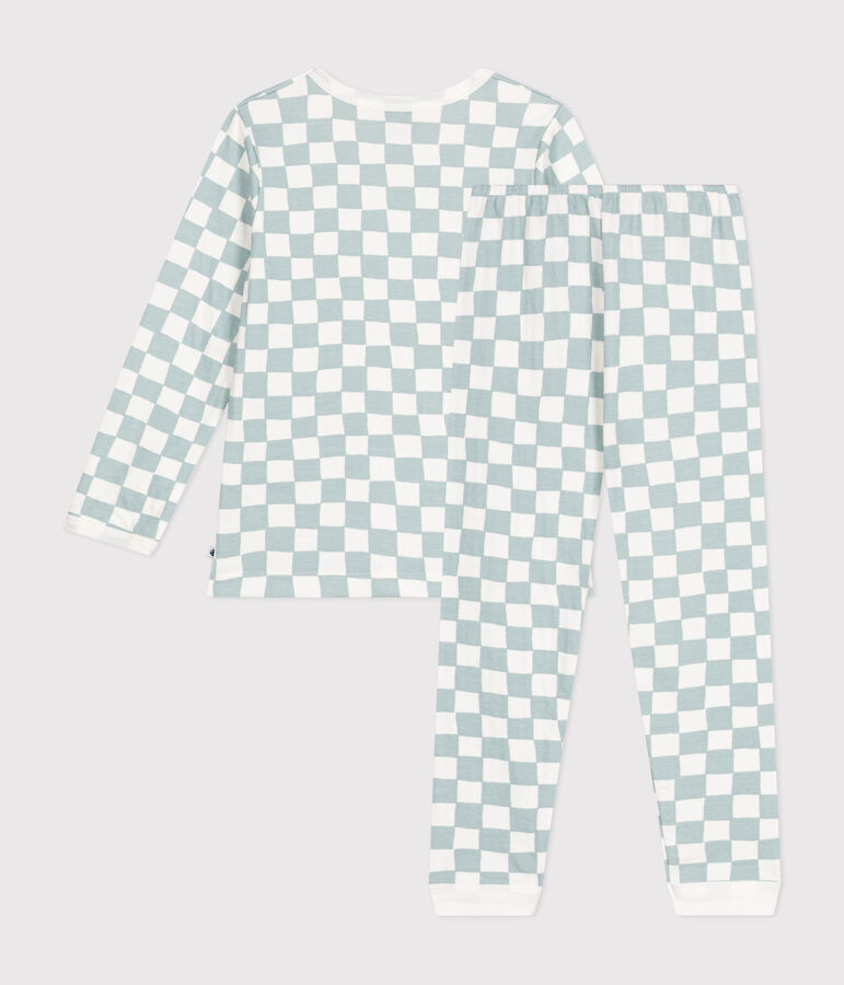 Pyjama en coton imprim&eacute; damier enfant MARSHMALLOW/ PAUL