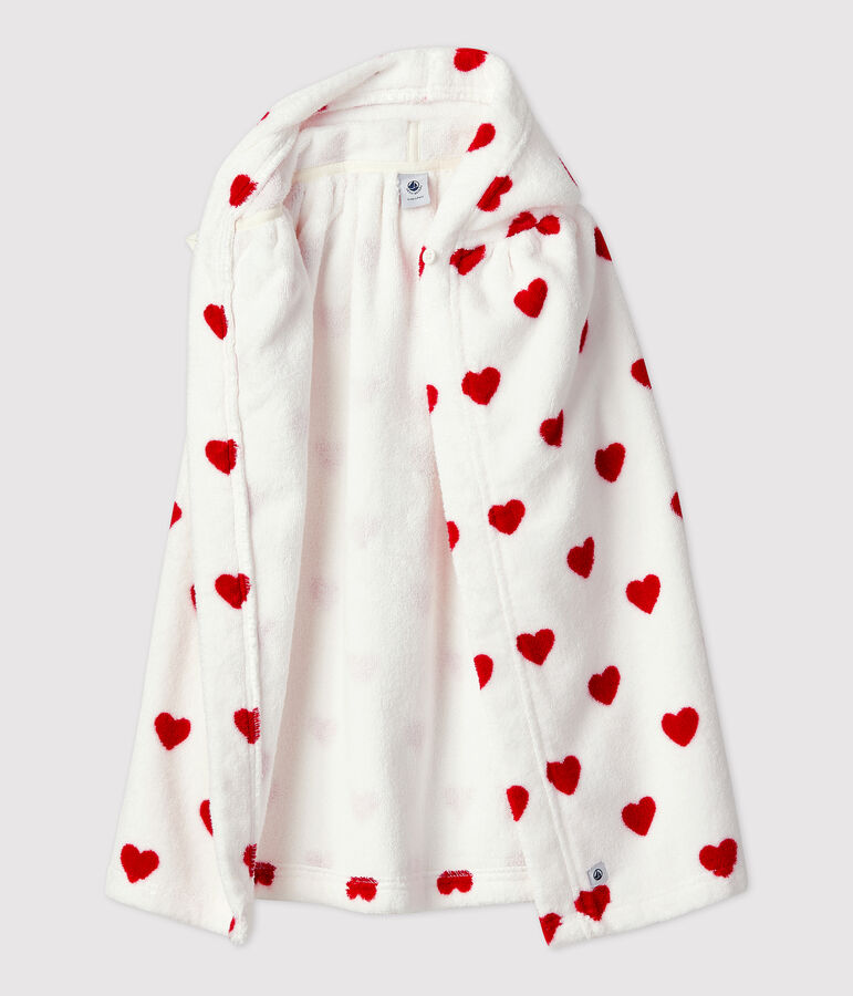 Cape de bain c&oelig;ur b&eacute;b&eacute; en &eacute;ponge blanc/rouge