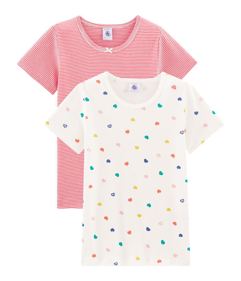 Duo de tee-shirts manches courtes petite fille multicouleur