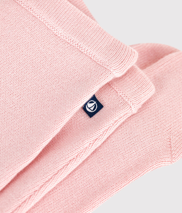 Pantalon b&eacute;b&eacute; en tricot laine et coton rose JOLI