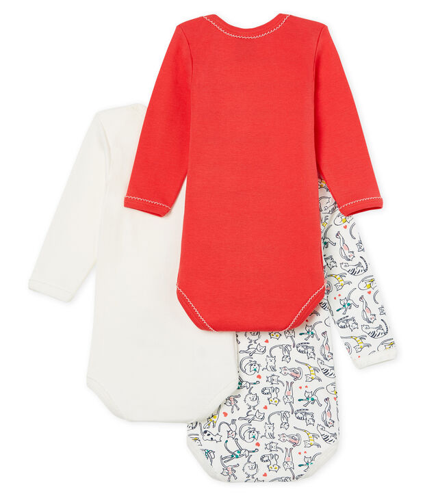 Trio de bodies manches longues b&eacute;b&eacute; fille multicouleur