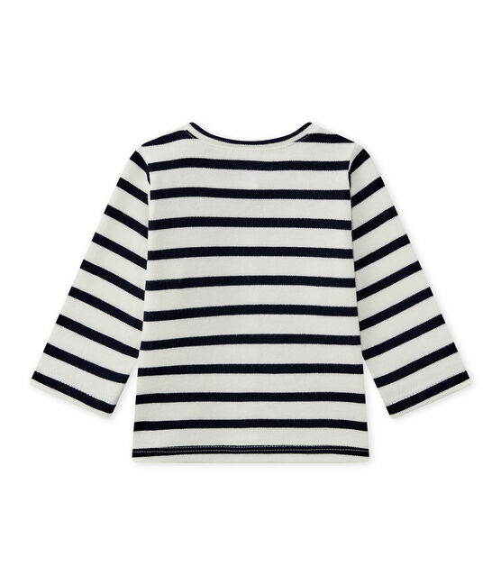 Cardigan bébé fille à rayures blanc MARSHMALLOW/bleu SMOKING