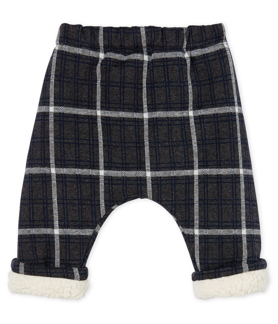 Pantalon bébé garçon à carreaux doublé sherpa noir CITY/blanc MULTICO