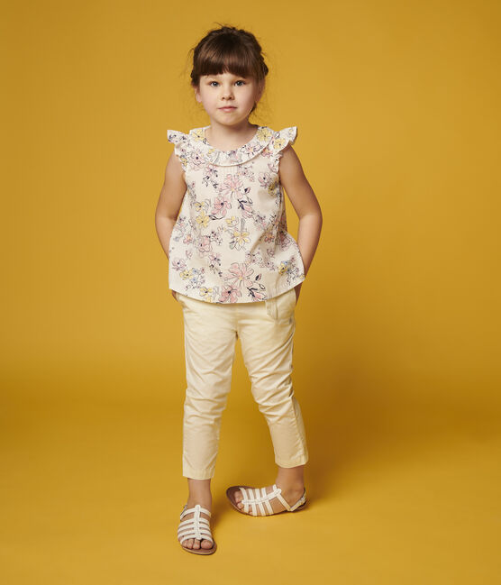 Pantalon en serge enfant fille jaune CITRONEL