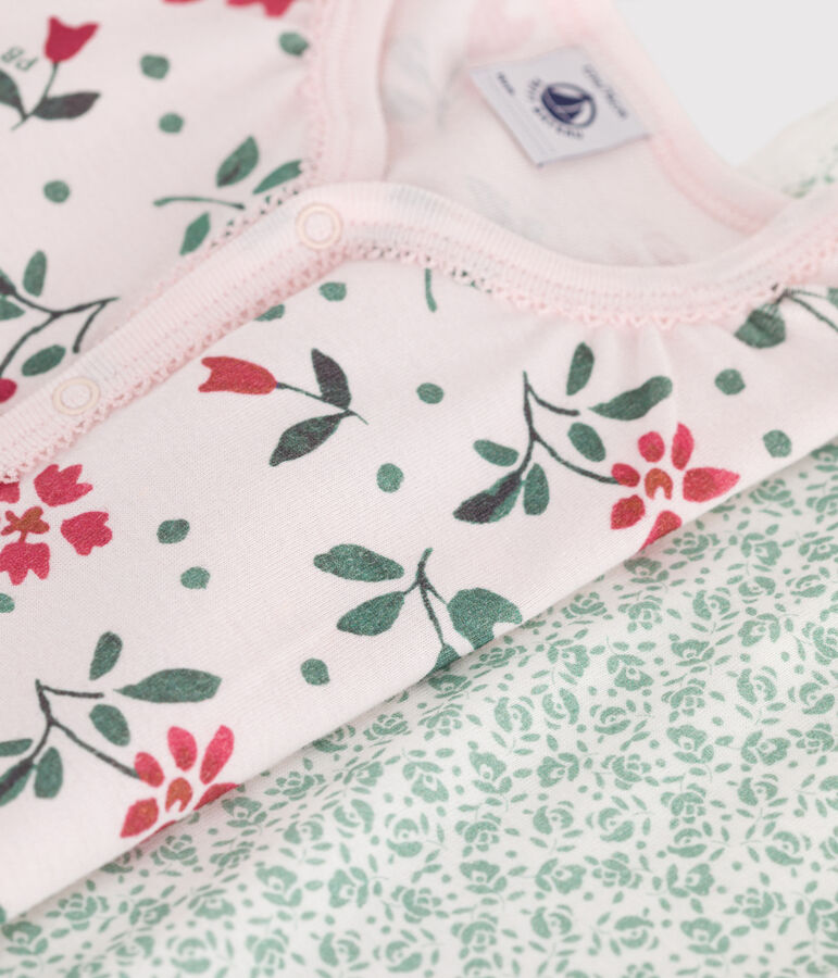 Lot de 2 combinaisons courtes b&eacute;b&eacute; en coton fleuri variante 1