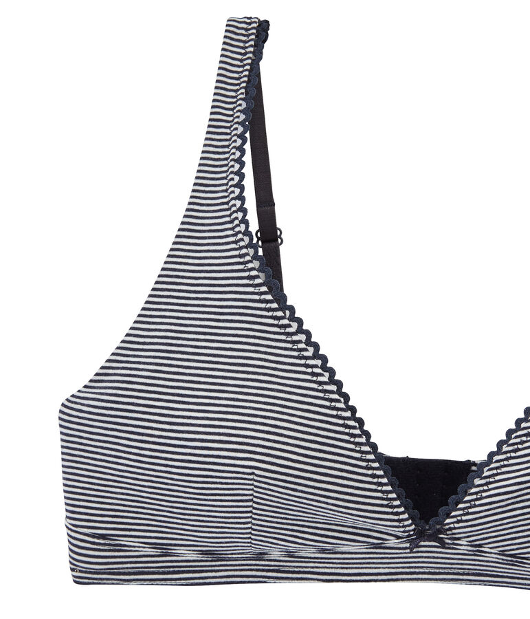 Soutien-gorge femme en jersey lycra seconde peau bleu ABYSSE/blanc LAIT