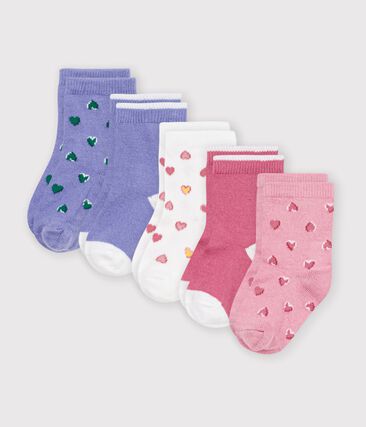 5 paires de chaussettes bébé en coton imprimées cœurs
